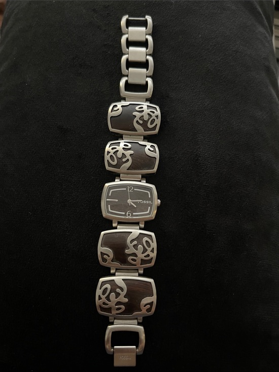 Fossil Accessories - Fossil Silver-Tone Bracelet Watch with Dark Brown Inlay